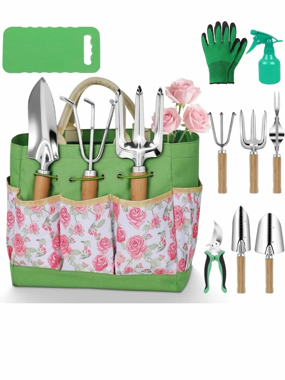 Floral Green Garden Tool Tote Bag Set - Gardening Organizer BRAND NEW!!